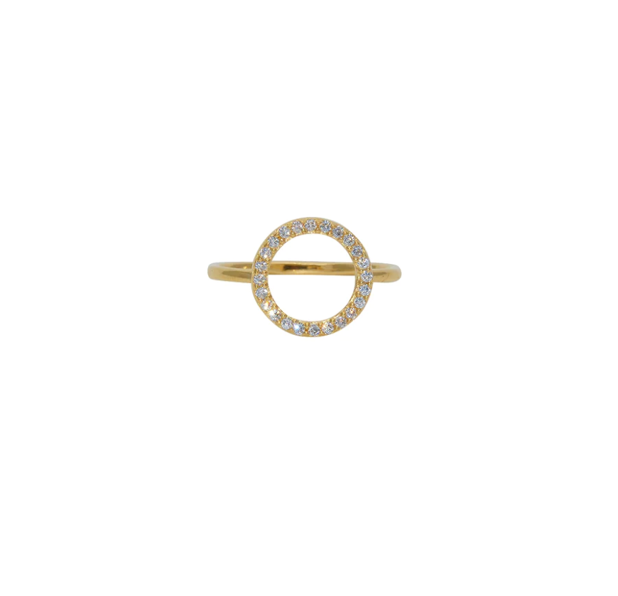 Bague dorée et zircons