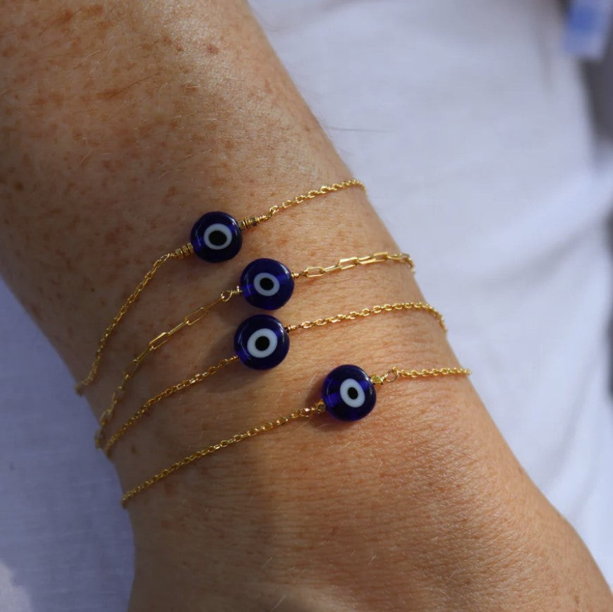 Bracelet doré oeil verre soufflé