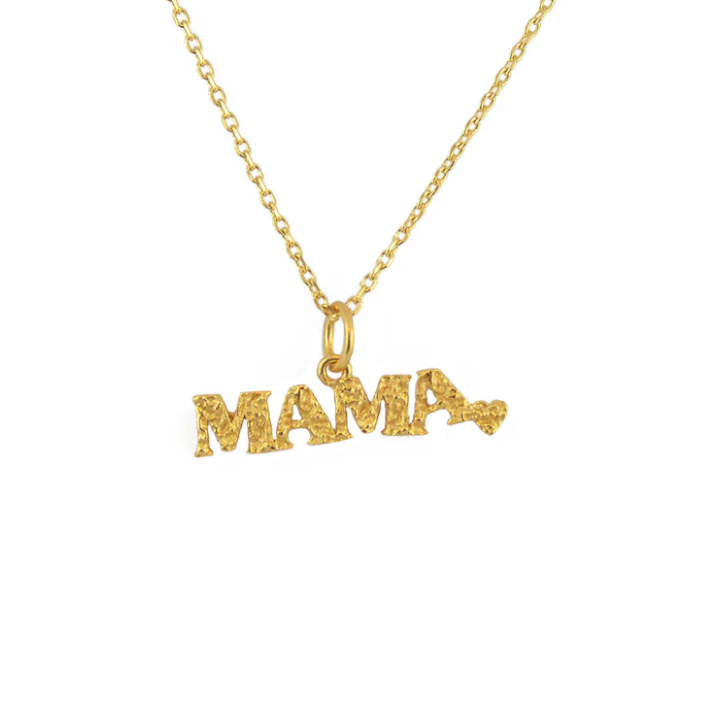 Collier doré martelé "mama"