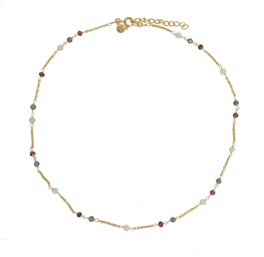 Collier doré et mix pierres facettées