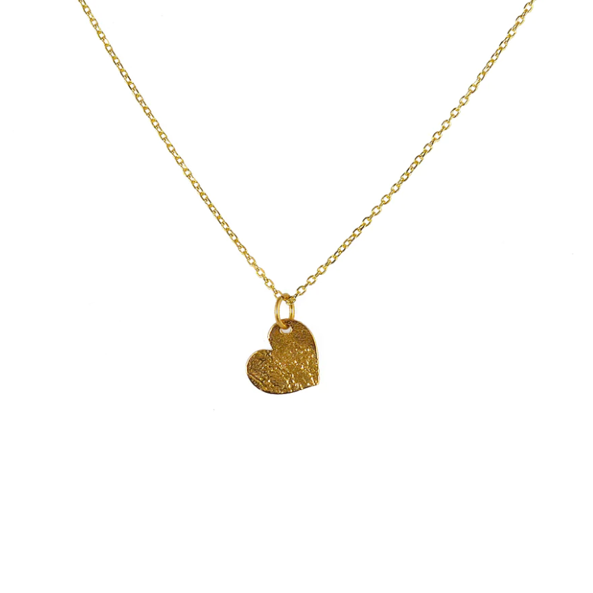 Collier petit coeur martelé doré