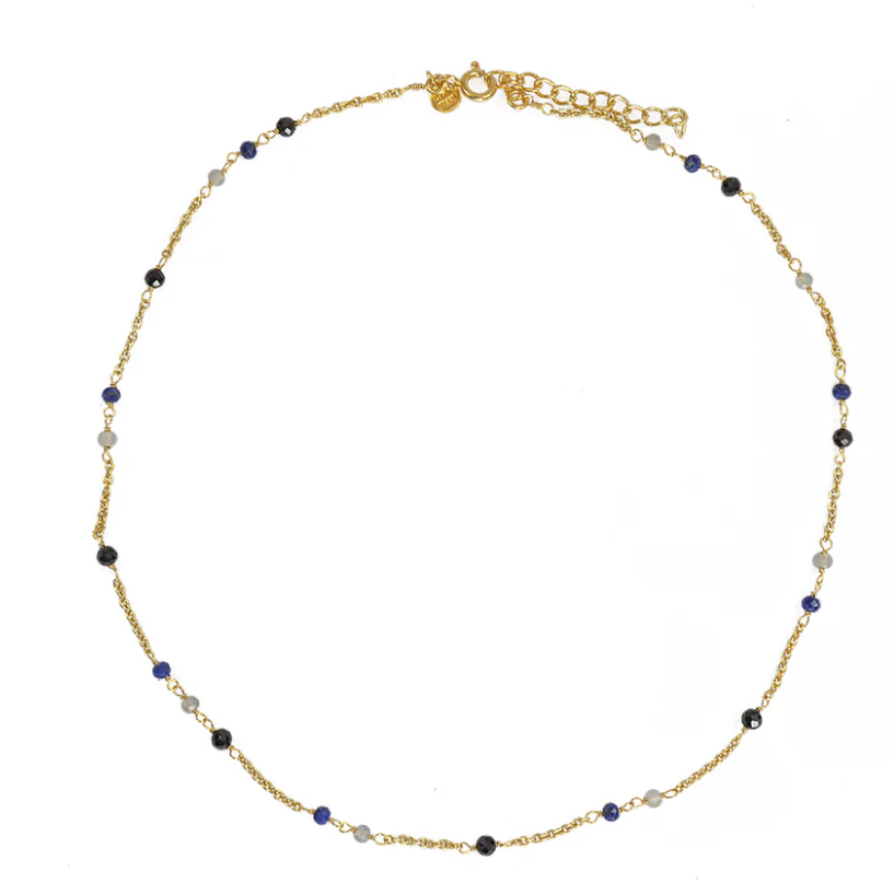 Collier doré et mix pierres facettées