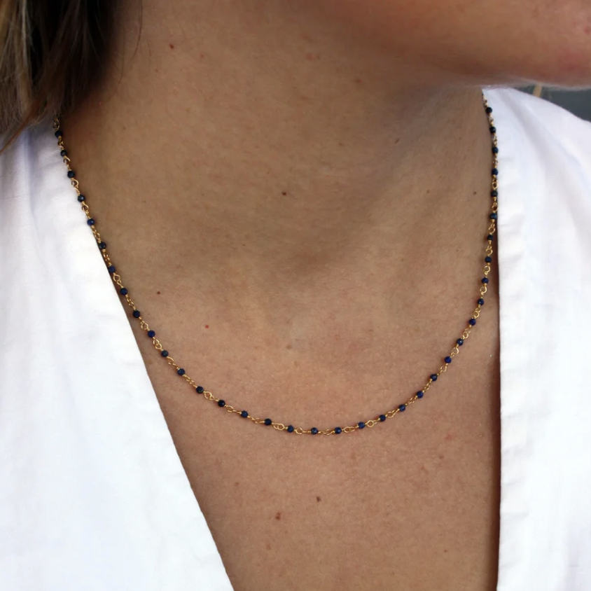 Collier doré Santa Maria en Lapis Lazuli