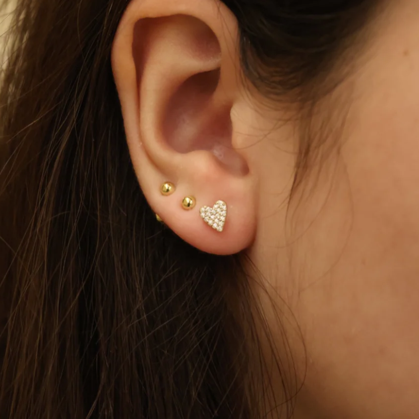 Boucle doré coeur et zircons ( 1 stk.)