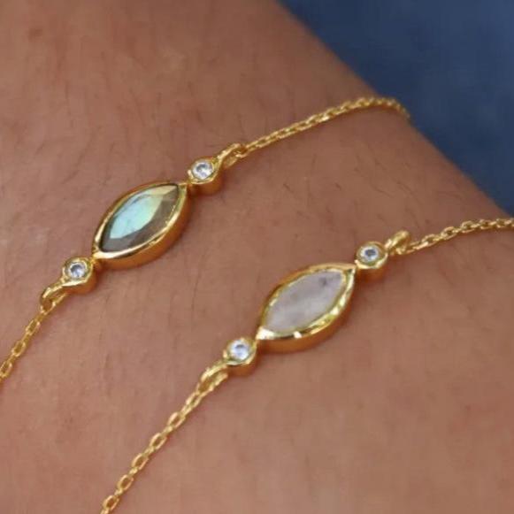 bracelet pierre et zircons blancs