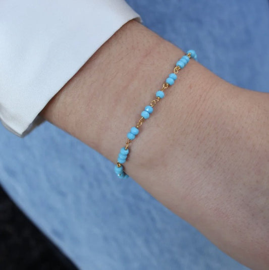 Bracelet doré chaine et turquoise