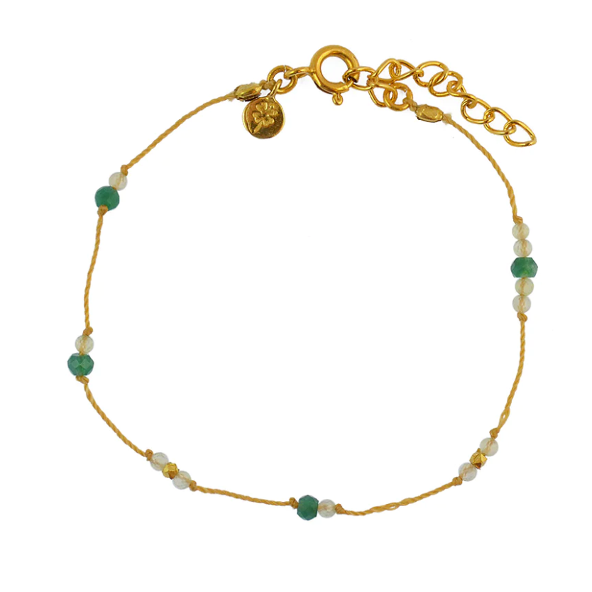 Bracelet fil petites pierres et perles dorées