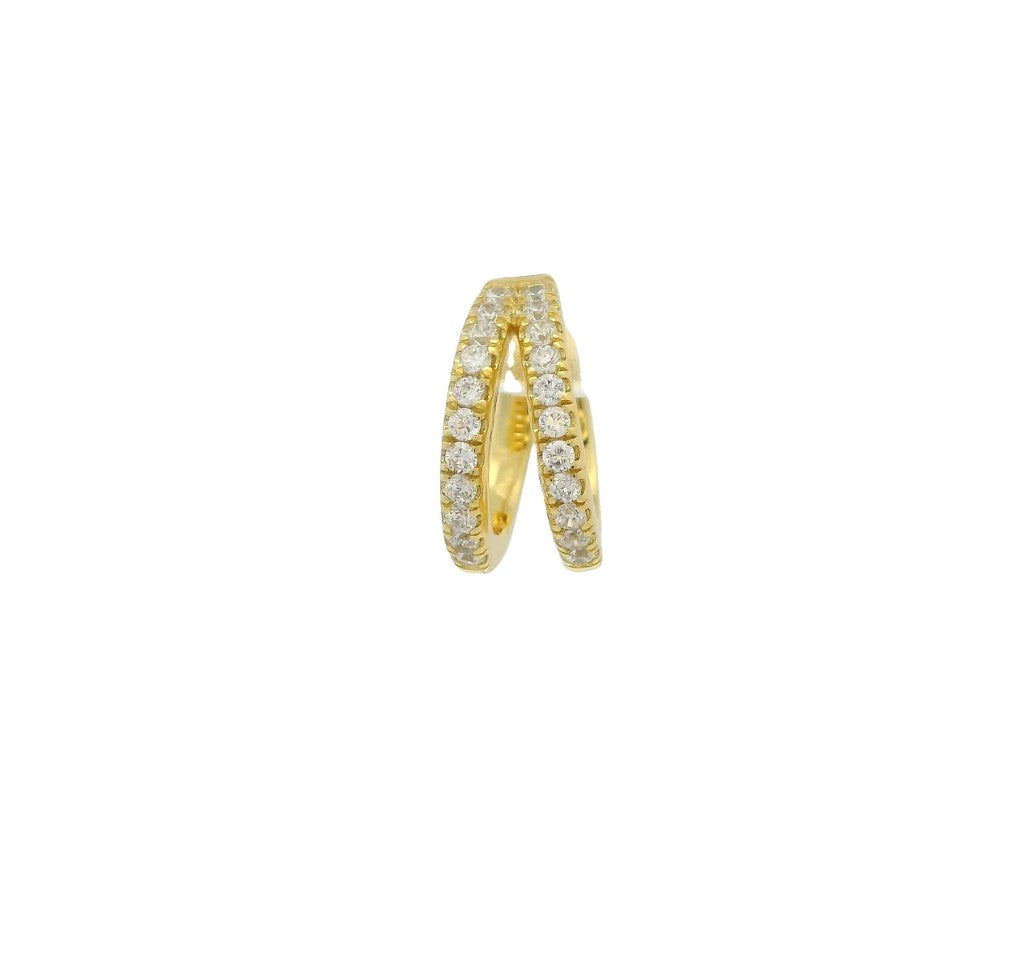 Mini créole dorée fermée avec double anneau en zircons blancs (1 stk.)